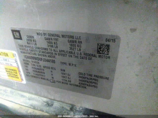 1GKKRRKD0FJ344180 GMC ACADIA SLT