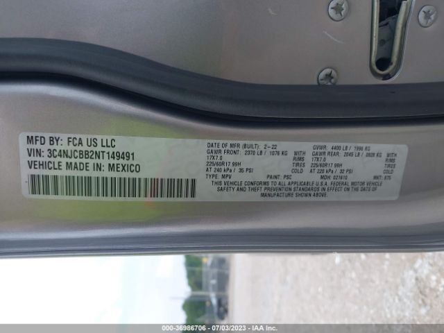 3C4NJCBB2NT149491 Jeep Compass Latitude