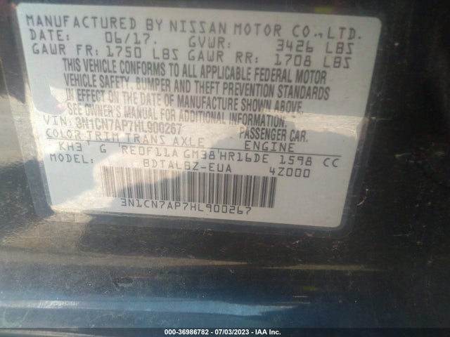 Nissan Versa Sedan Sv 2017 3N1CN7AP7HL900267 Image 15