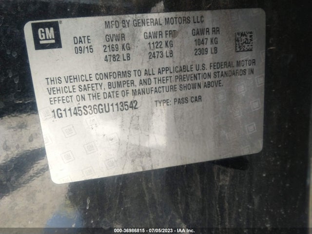 Chevrolet IMPALA LTZ 2016 1G1145S36GU113542 Image 8