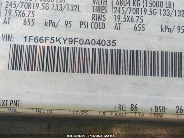 2015 FORD SUPER DUTY F-59 STRIPPED 1F66F5KY9F0A04035 Photo 8