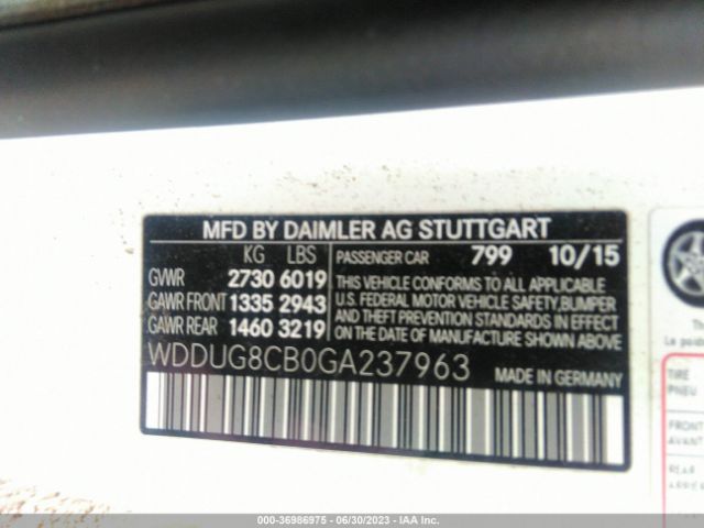 WDDUG8CB0GA237963 Mercedes-Benz S-class S 550