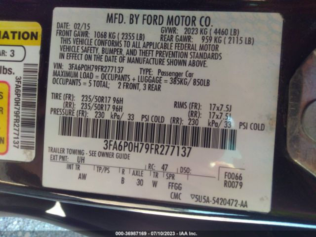 3FA6P0H79FR277137 Ford FUSION SE