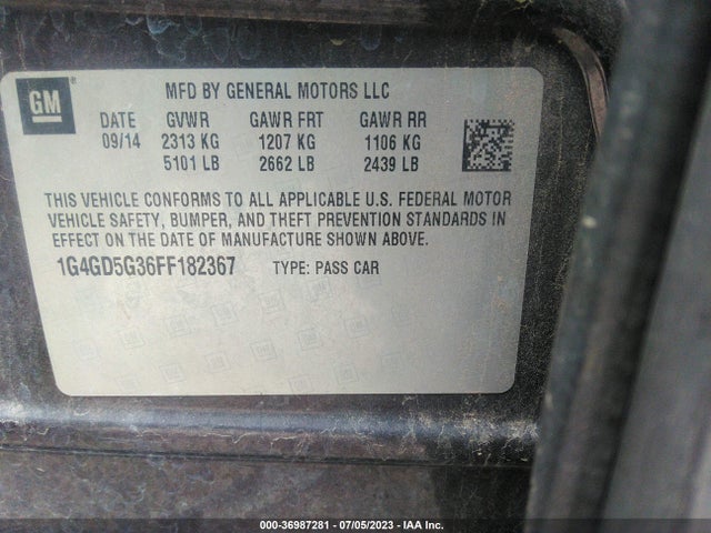 1G4GD5G36FF182367 Buick Lacrosse Premium I