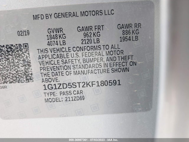 Chevrolet MALIBU LT 2019 1G1ZD5ST2KF180591 Image 9
