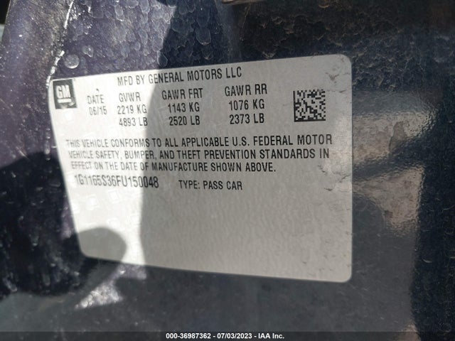 Chevrolet IMPALA LTZ 2015 1G1165S36FU150048 Image 14