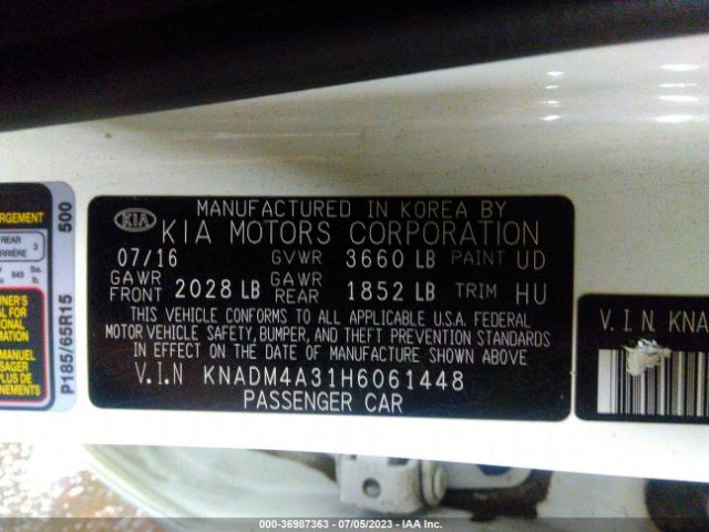 KNADM4A31H6061448 KIA RIO LX