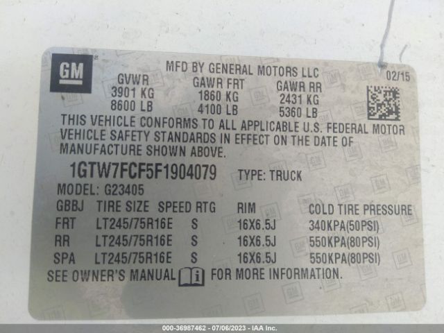 1GTW7FCF5F1904079 GMC SAVANA CARGO VAN