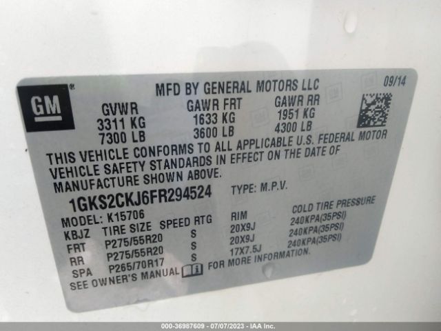 1GKS2CKJ6FR294524 GMC YUKON DENALI