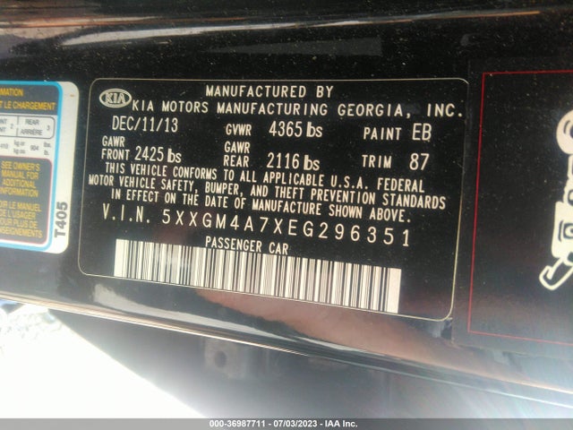 KIA Optima Lx 2014 5XXGM4A7XEG296351 Image 9