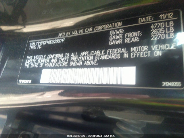 2013 VOLVO S60 T5 VIN: YV1612FH9D2206017
