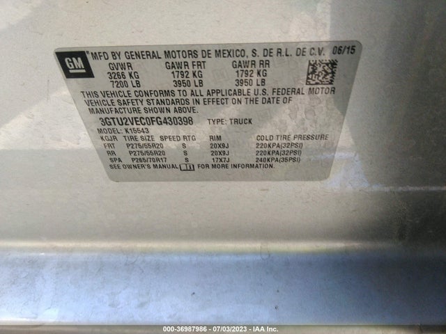 GMC Sierra 1500 Slt 2015 3GTU2VEC0FG430398 Image 14