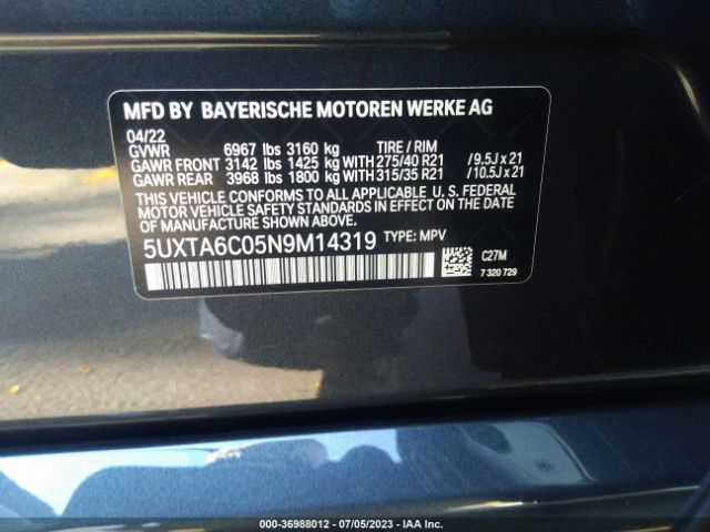 5UXTA6C05N9M14319 BMW X5 Xdrive45e