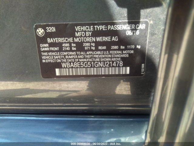 WBA8E5G51GNU21478 BMW 3 Series 320i Xdrive