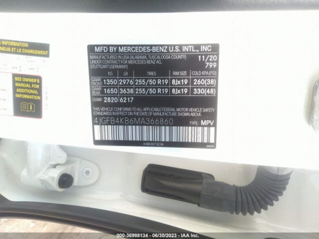 4JGFB4KB6MA366860 Mercedes-Benz Gle Gle 350