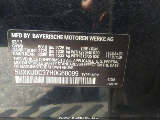 5UXKU0C37H0G68099 BMW X6 Sdrive35i