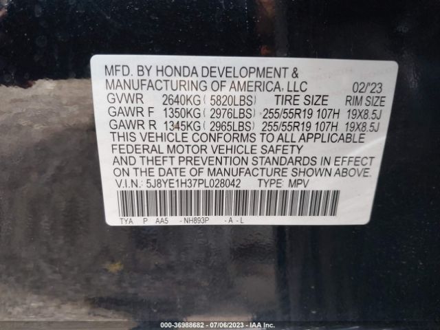 5J8YE1H37PL028042 Acura Mdx Standard