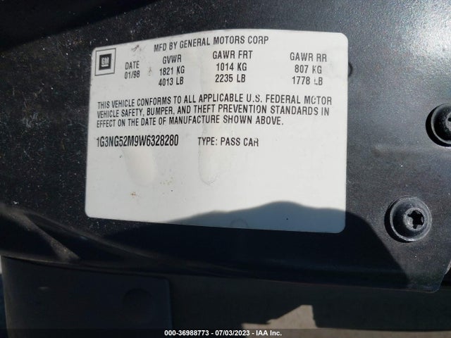 1998 OLDSMOBILE CUTLASS GLS VIN: 1G3NG52M9W6328280