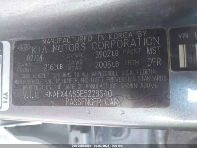 KNAFX4A85E5229640 KIA FORTE EX