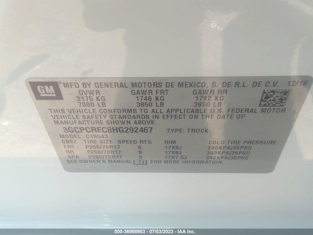 Chevrolet Silverado 1500 Lt 2017 3GCPCREC8HG292467 Image 15