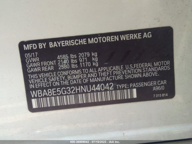 BMW 320i Xdrive 2017 WBA8E5G32HNU44042 Image 9