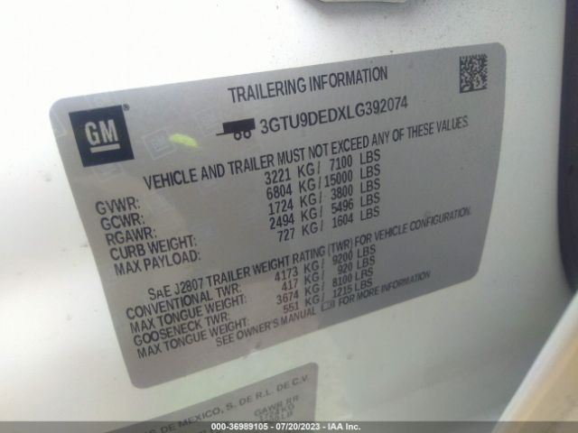 3GTU9DEDXLG392074 GMC Sierra 1500 Slt