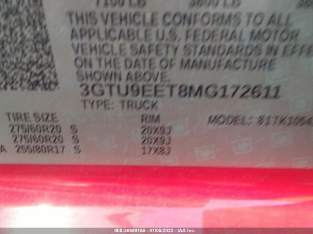 3GTU9EET8MG172611 GMC Sierra 1500 At4