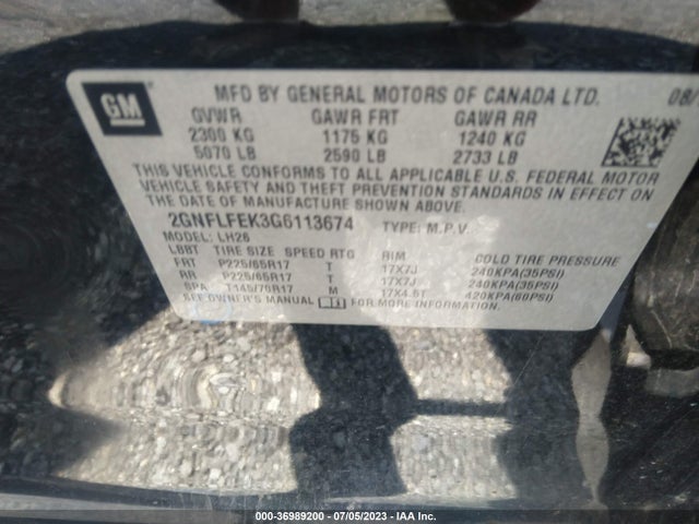 Chevrolet EQUINOX LT 2016 2GNFLFEK3G6113674 Image 9