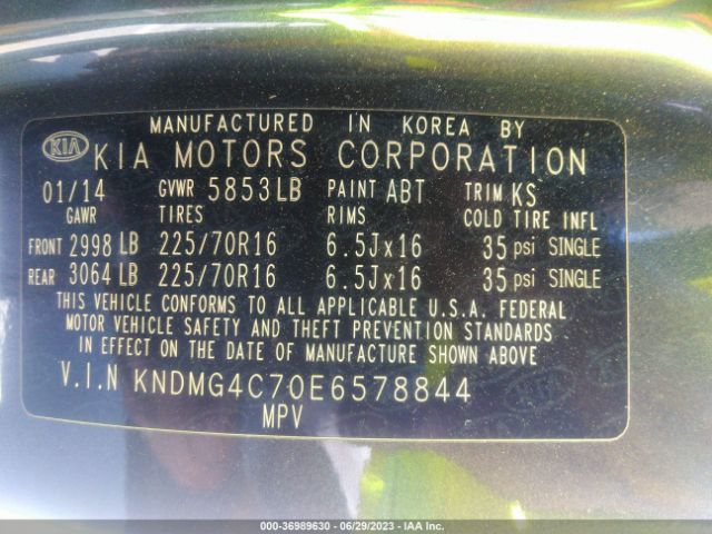 KNDMG4C70E6578844 KIA SEDONA LX