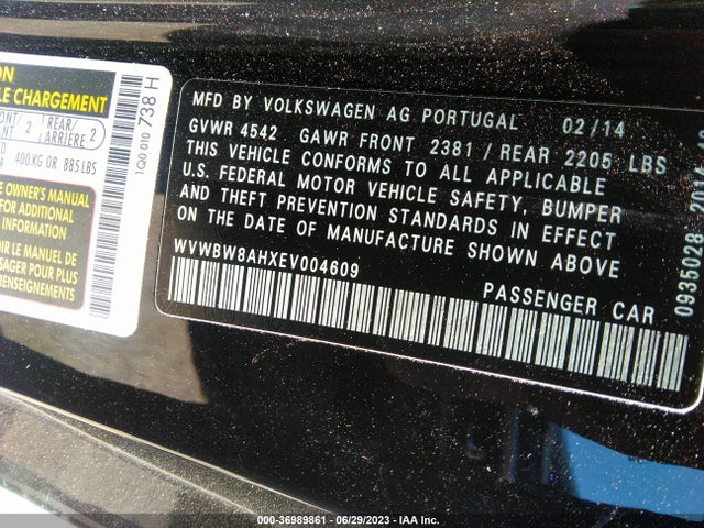 2014 Volkswagen Eos, VIN: WVWBW8AHXEV004609