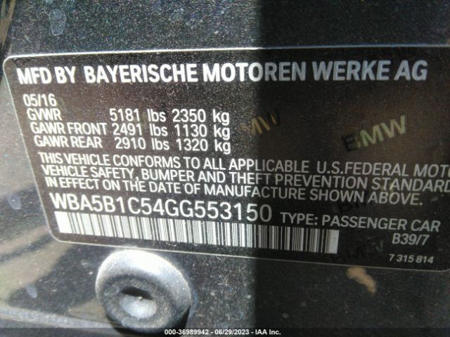 WBA5B1C54GG553150 BMW 535i