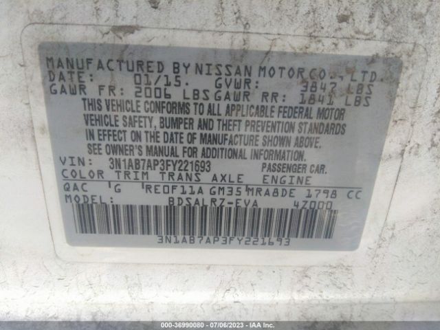 3N1AB7AP3FY221693 Nissan SENTRA SR