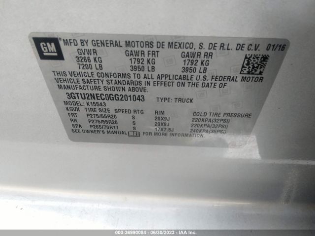 3GTU2NEC0GG201043 GMC Sierra 1500 Slt