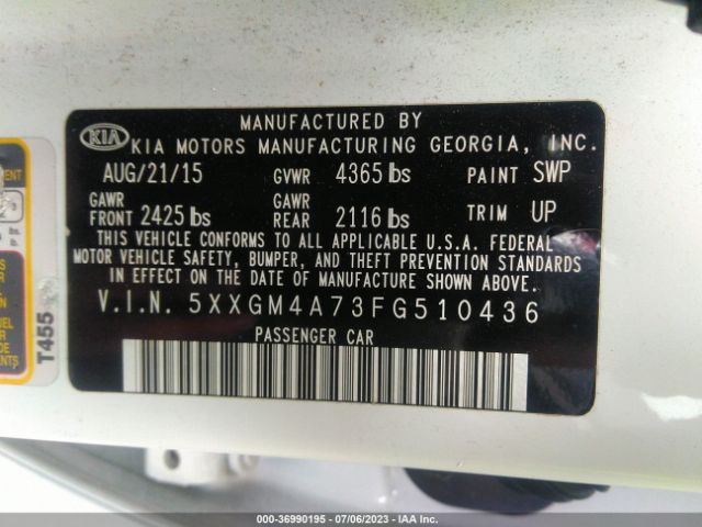 5XXGM4A73FG510436 KIA Optima Lx