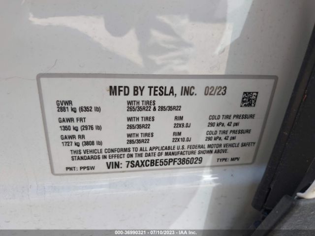 7SAXCBE55PF386029 Tesla MODEL X
