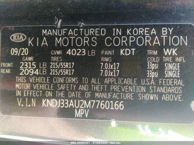 KNDJ33AU2M7760166 KIA SOUL EX