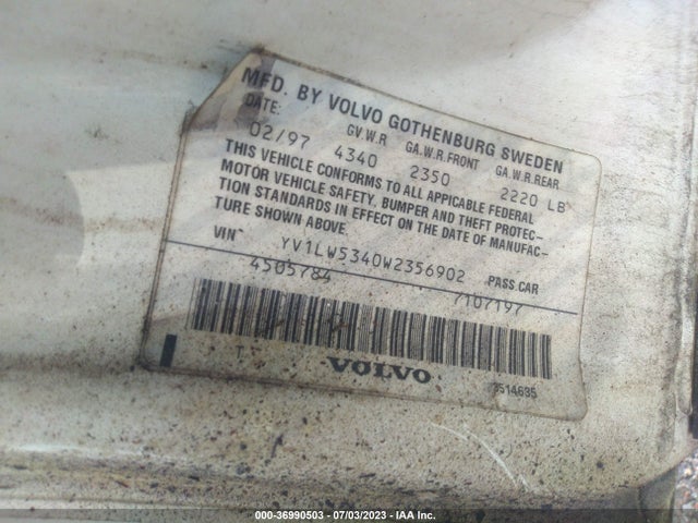 1998 VOLVO V70 T5 VIN: YV1LW5340W2356902