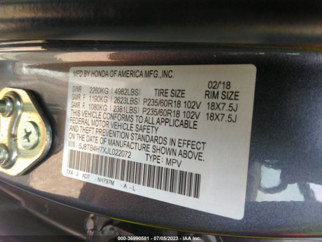 5J8TB4H7XJL022072 Acura Rdx W/advance Pkg