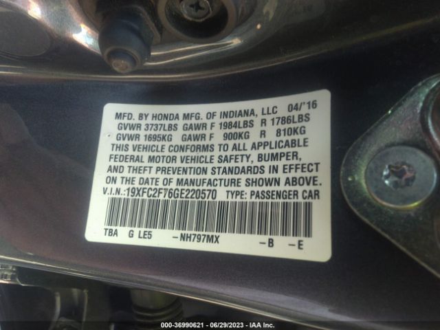 19XFC2F76GE220570 Honda Civic Sedan Ex