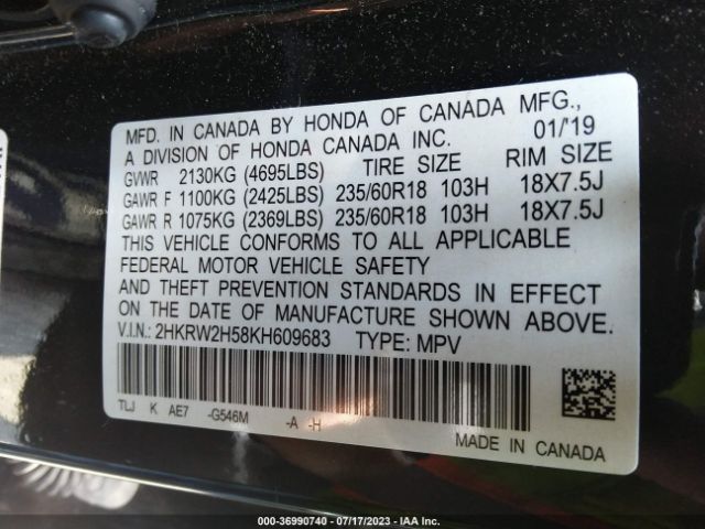 2HKRW2H58KH609683 Honda CR-V EX