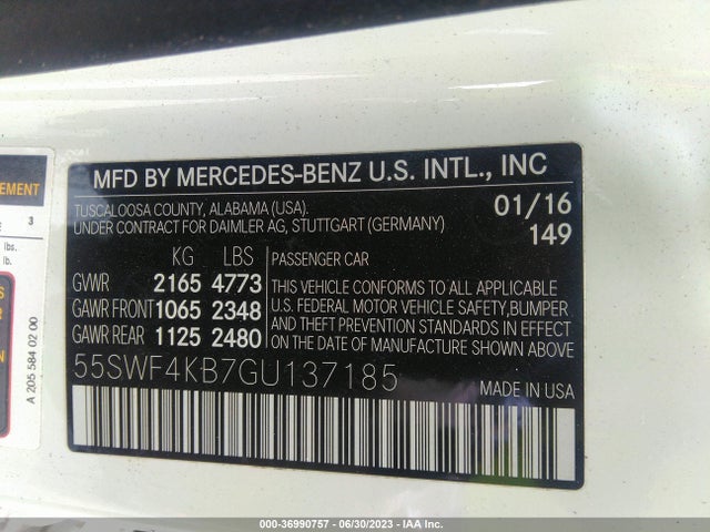 55SWF4KB7GU137185 Mercedes-Benz C-class C 300