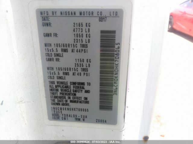 3N6CM0KN0HK708065 Nissan Nv200 Compact Cargo S