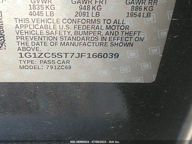 Chevrolet MALIBU LS 2018 1G1ZC5ST7JF166039 Image 9