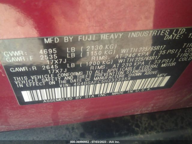 4S4BSAFC5H3323959 Subaru Outback Premium