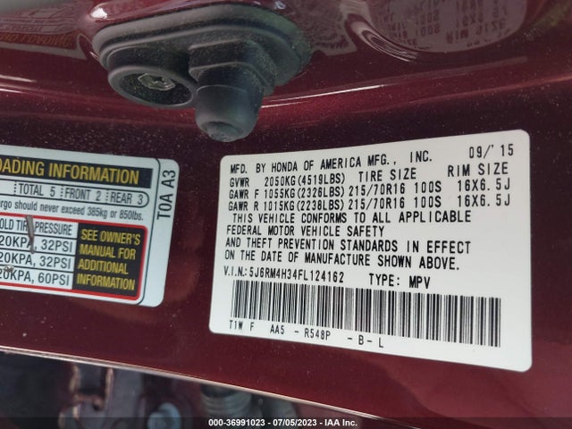 Honda CR-V LX 2015 5J6RM4H34FL124162 Image 9