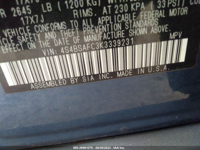 4S4BSAFC3K3339231 Subaru Outback Premium
