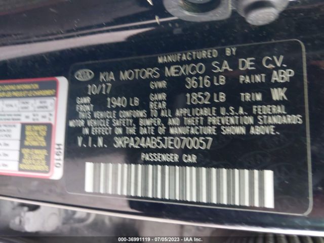 3KPA24AB5JE070057 KIA RIO S