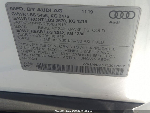 WA1ANAFY2L2042097 Audi Q5 Premium/titanium Premium