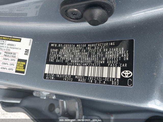 Toyota COROLLA LE 2021 5YFEPMAE4MP229375 Image 9