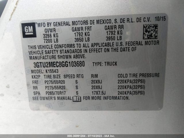 3GTU2MEC8GG103680 GMC Sierra 1500 Sle